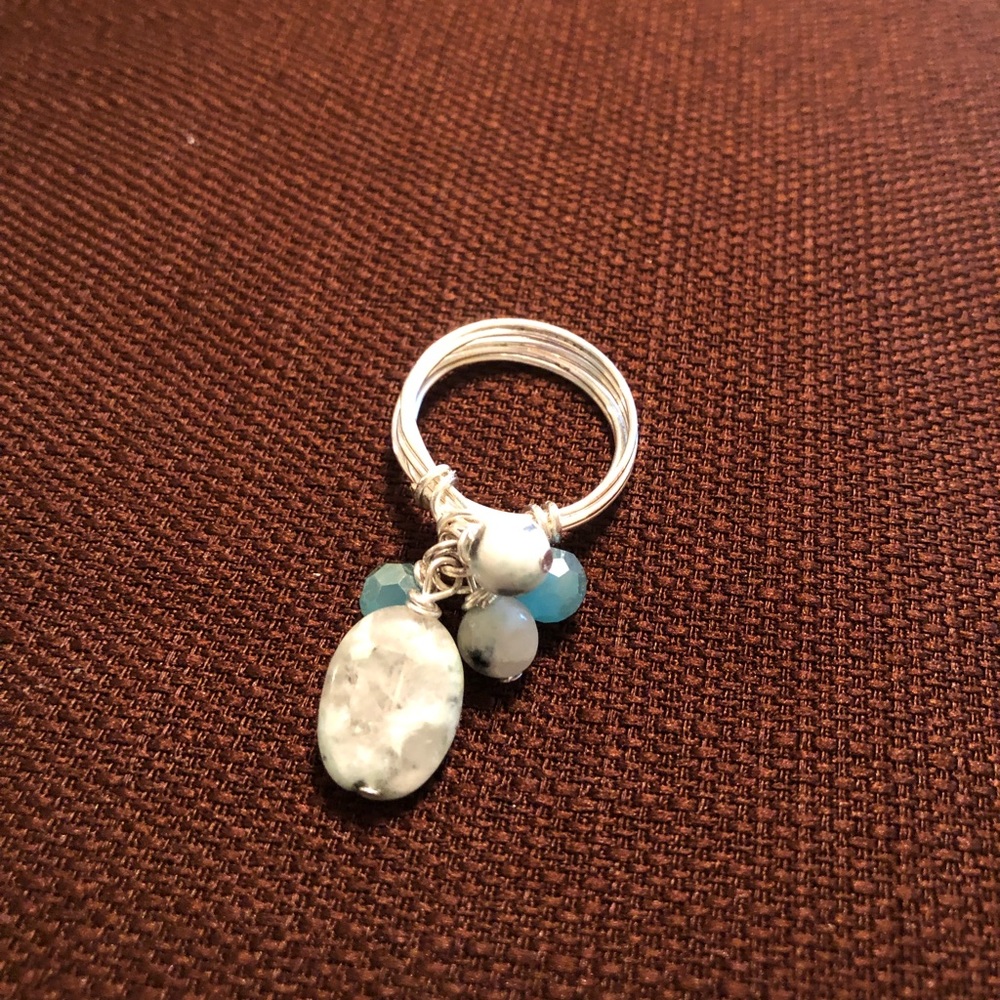 Handmade Wire Wrapped Dangle Ring 7 New